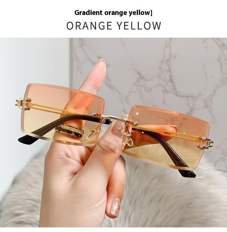 Frameless Trimming Sunglasses Fashion Ocean Lens