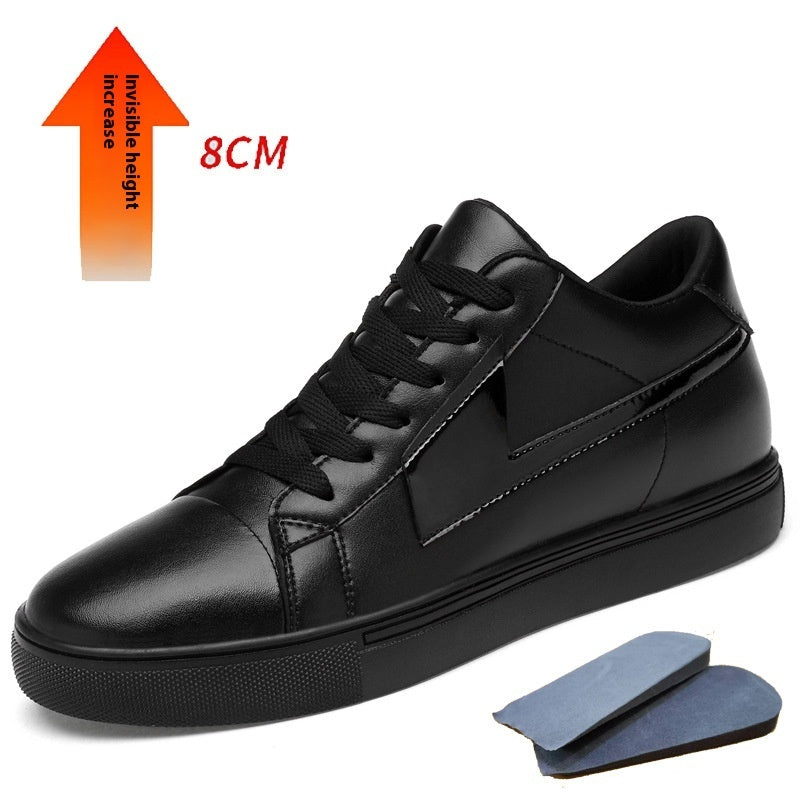 New Skateboard Cowhide Korean Style Height Increasing Insole Men's Shoes