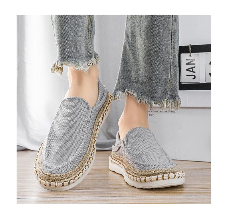 Straw Fisherman Breathable Men's Lazy Trendy Slip-on Casual Shoes