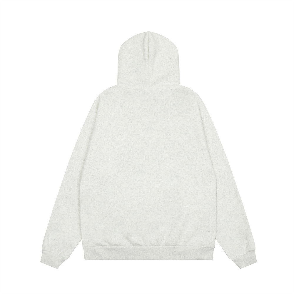Casual Simple Embroidery Velvet Padded Hooded Sweatshirt