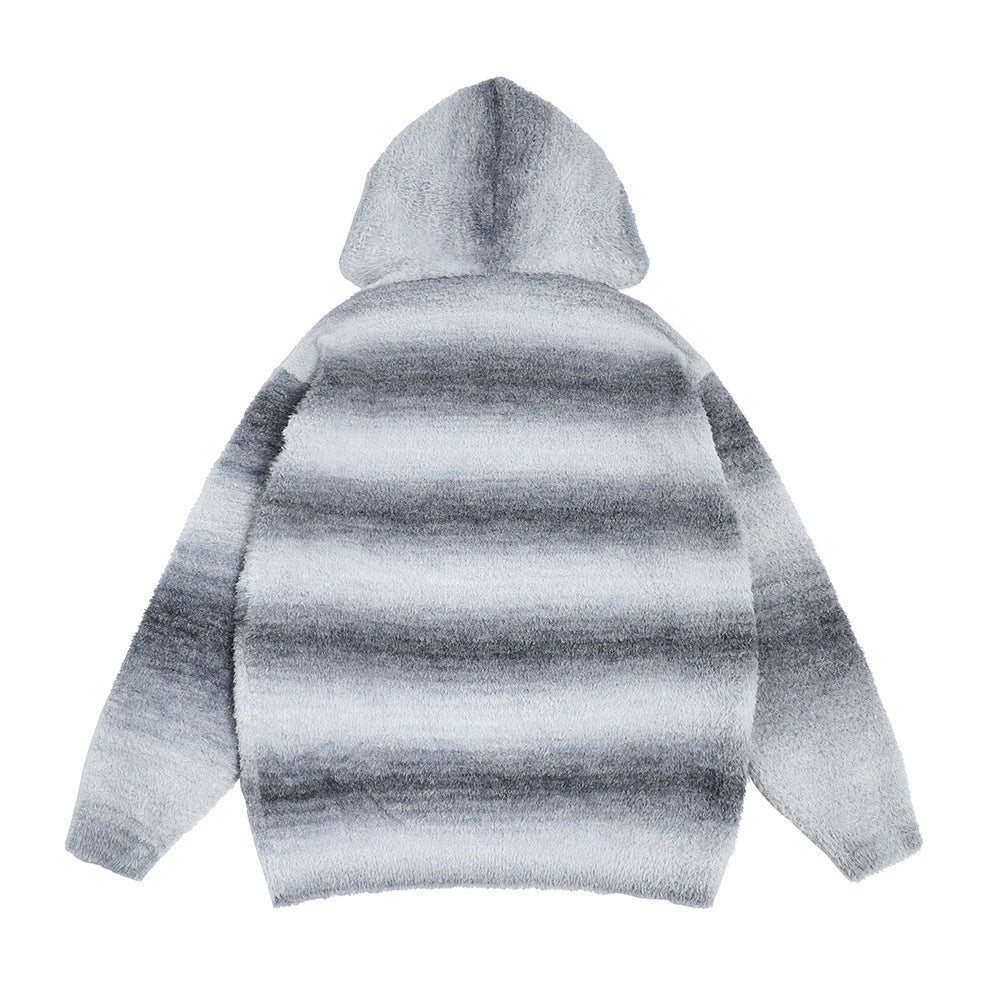 Gradient Stripes Hooded Sweater Men