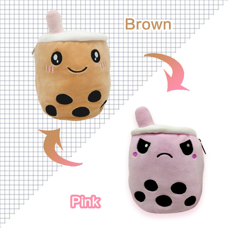 Simulation Milk Tea Plush Slippers Cute And Funny Pearl