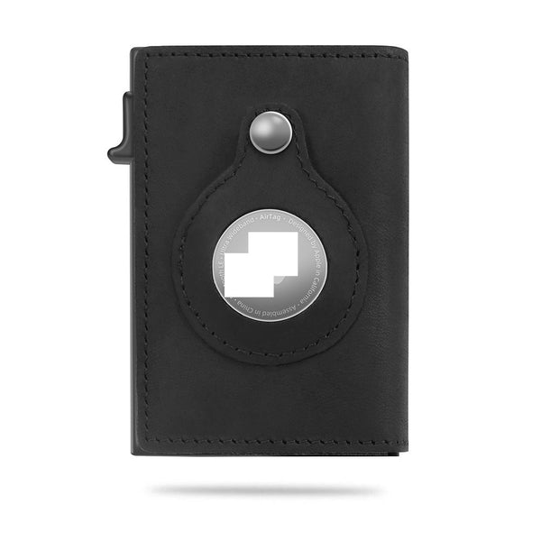 Rfid Card Holder Men Black Short Purse Small Leather Slim Wallets Mini Wallets For Airtag Air Tag