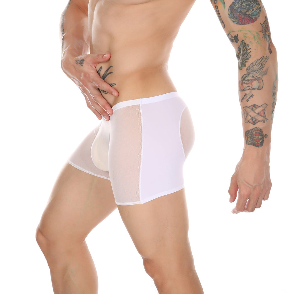 European Size New Mesh Ice Silk Stitching Underwear Heart-shaped Ultra-thin See-through Seamless Boxers