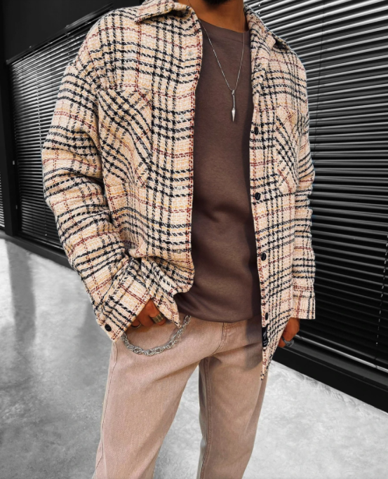 Men's plaid Shirt Jacket