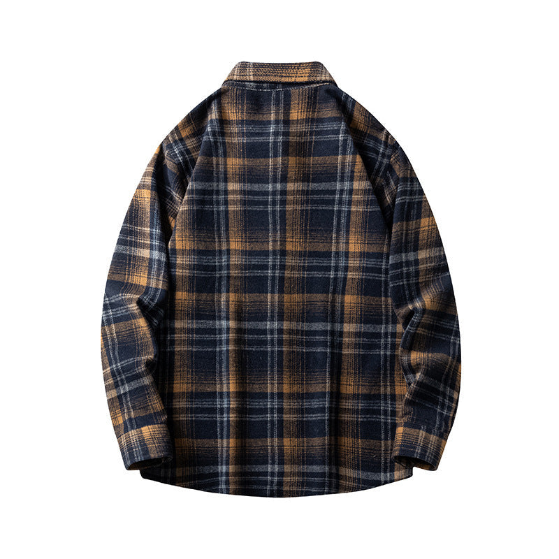 Plaid Casual Thickened Flannel Shirt Men