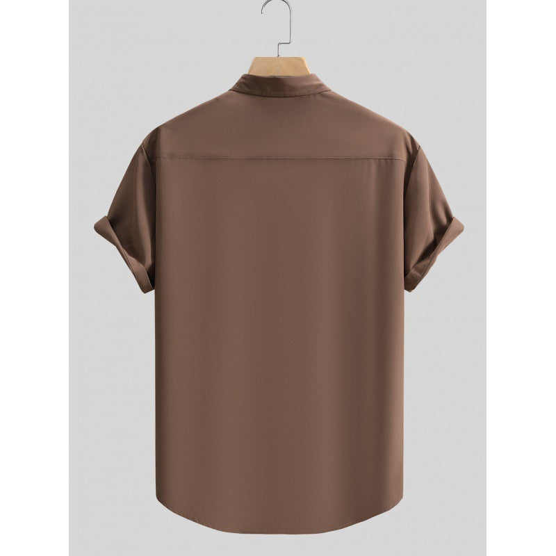 Men's Short-sleeved Solid Color Summer Shirt