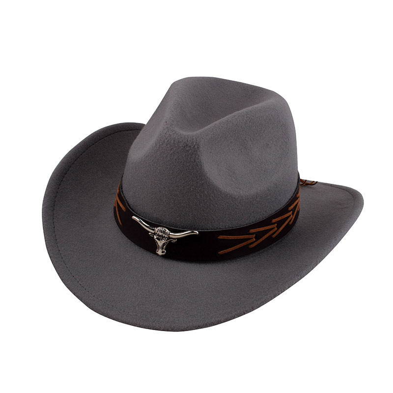 European And American Style Woolen Cowboy Hat Men's Lady Couple Ethnic Style Curling