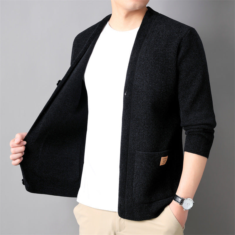 Korean Style Trendy Business Casual Autumn And Winter New Men's Outerwear Corduroy Sweater Coat