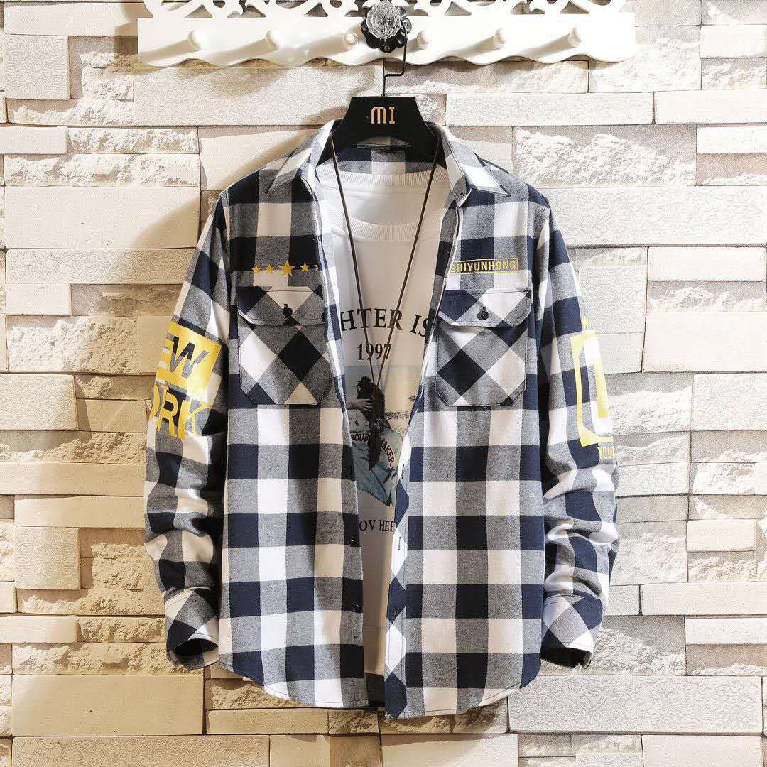 Men Casual  Slim Fit Plaid Shirt