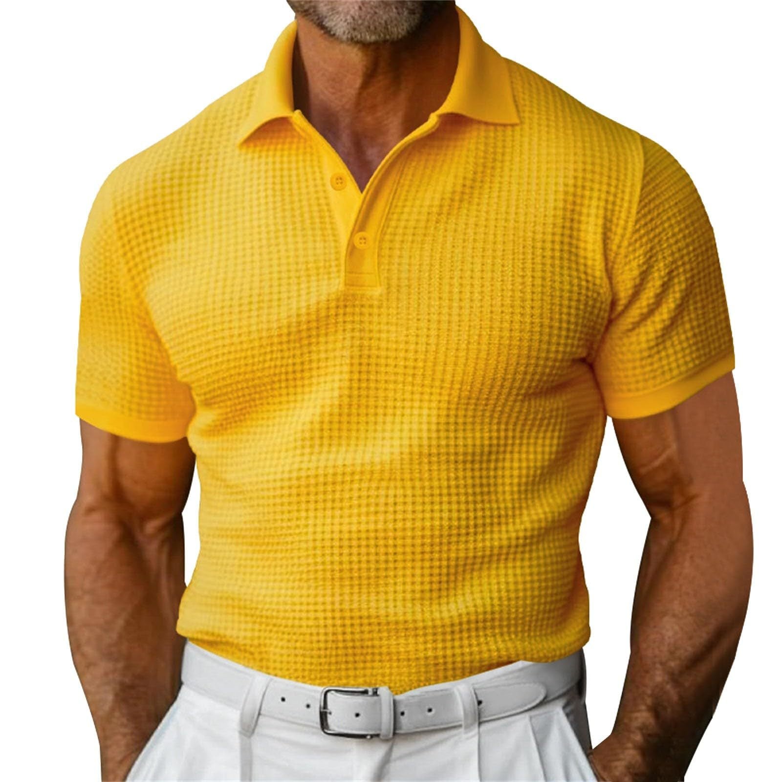 Waffle Short Sleeve Polo Shirt Men's