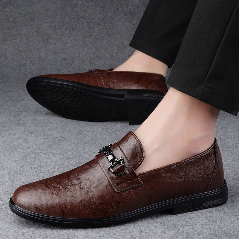 Gentleman Formal Wear Low-top Slip-on Cowhide Shoes