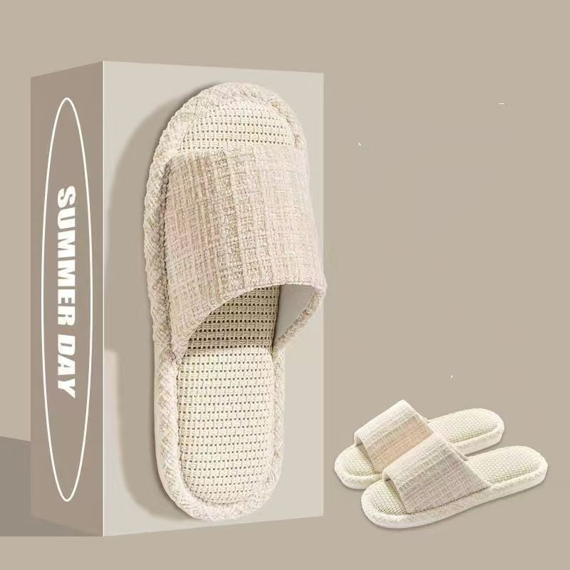 Indoor Summer Sweat Absorbing Cotton And Linen Slippers