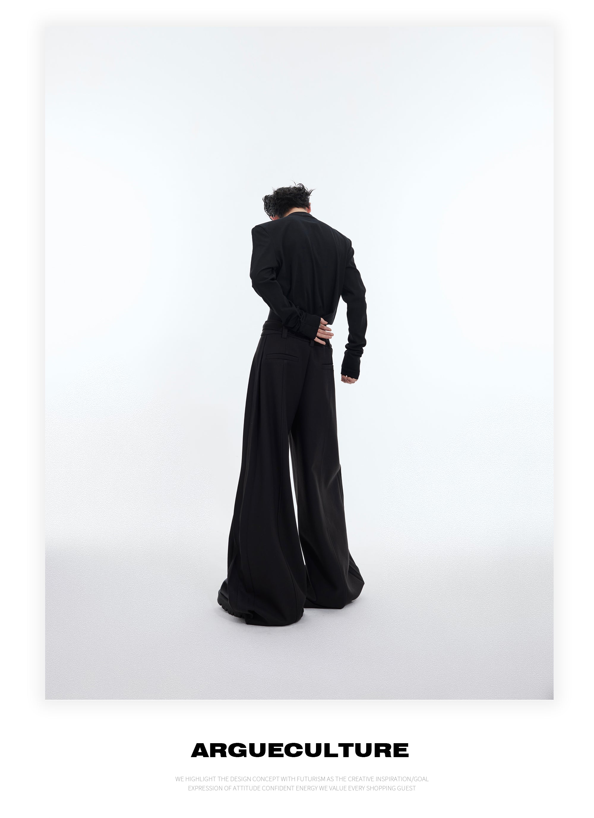 Hollow-out Design Padded Shoulder Slim Bottoming Shirt