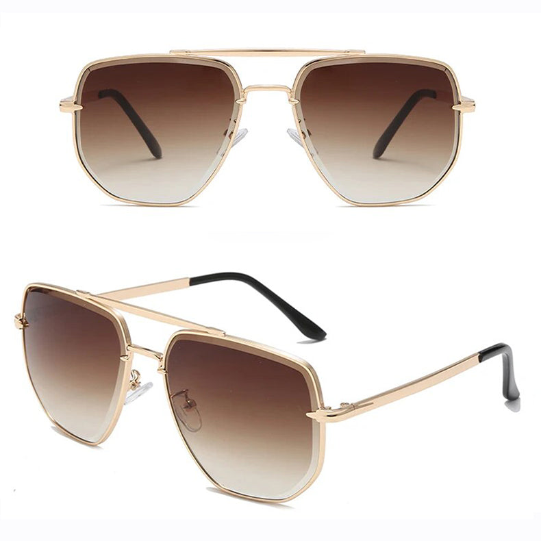Men's Double Bridge Gradient Cut Sunglasses