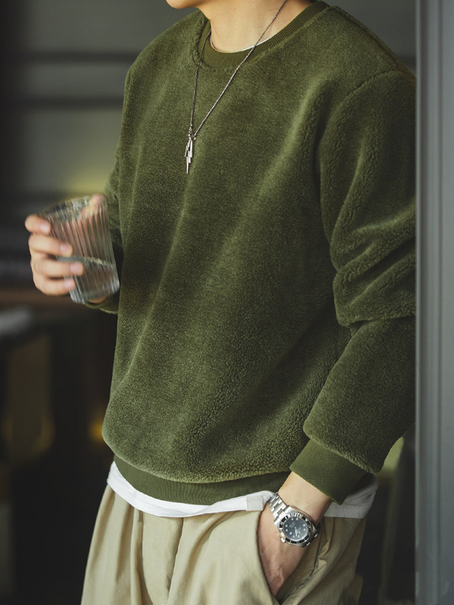 Retro Dark Gray Polar Fleece Warm Sweater