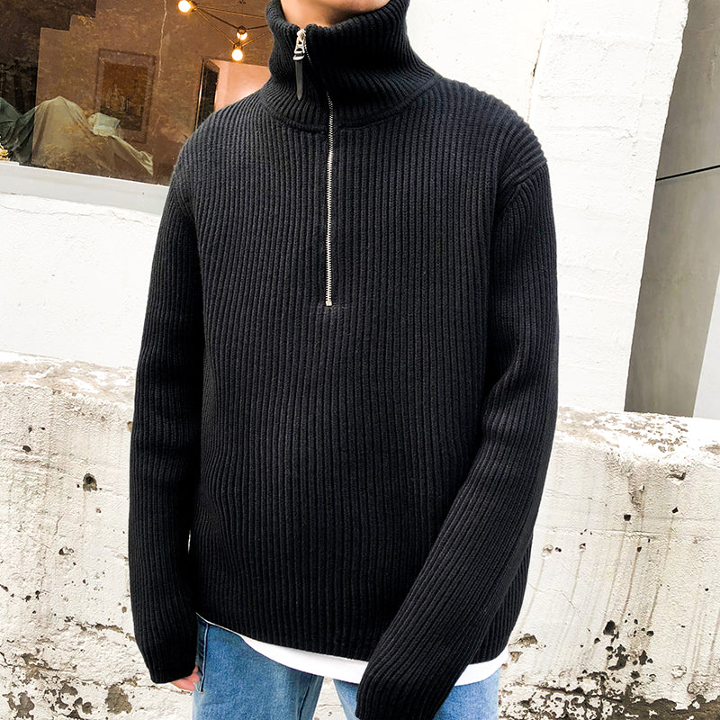Turtleneck Korean Style Trendy Personality Zipper Sweater