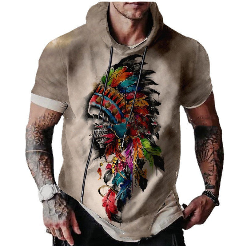 Men's Short Sleeve Printed Hoodie