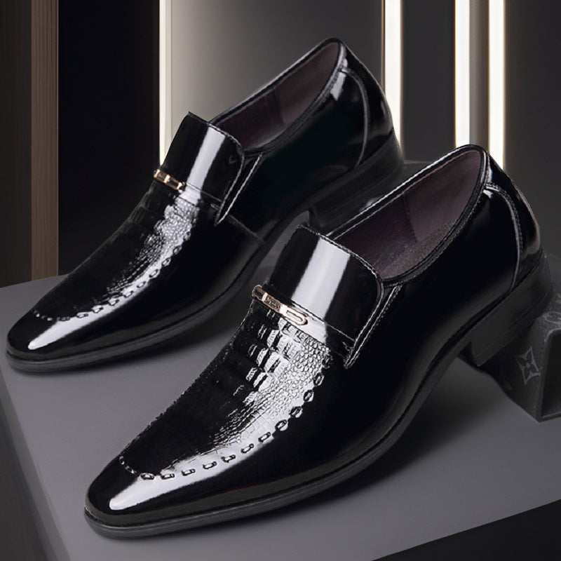 Men's Shoes New Crocodile Pattern Plus Size Patent Leather