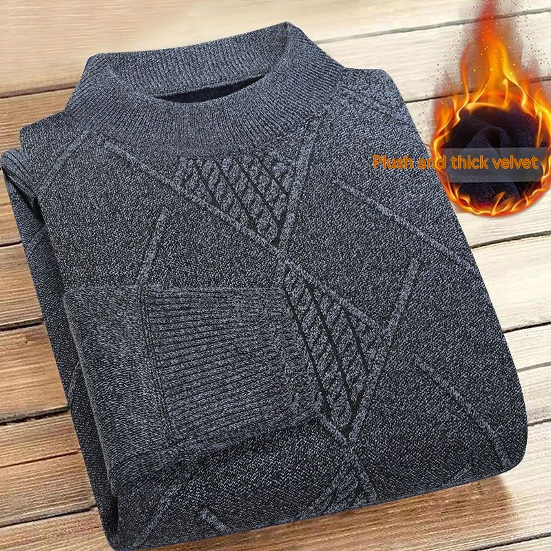 Autumn And Winter Men's Fleece-lined Sweater