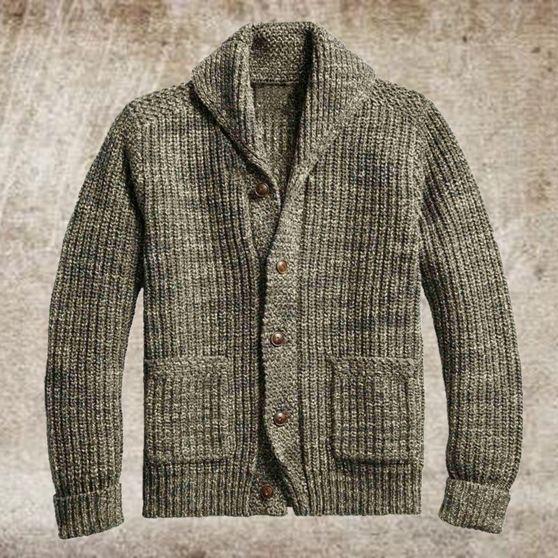 Men's Autumn And Winter Mixed Color Knitted Jacket