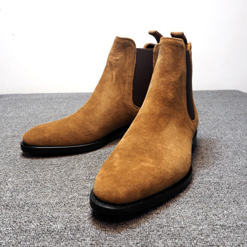 Men's Short Boots Vintage High-top Leather Shoes Martin Boots