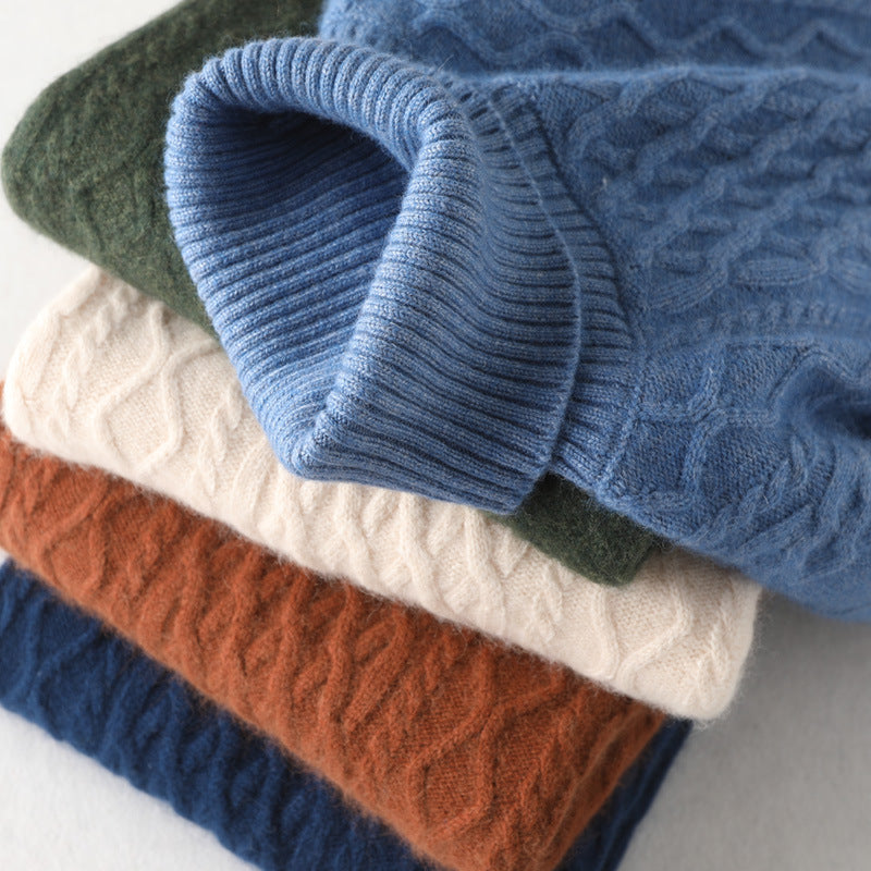 Winter High Collar Pure Cashmere Sweater Men's Casual