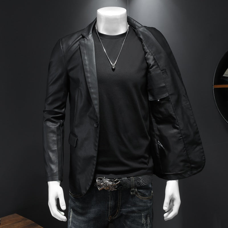 Suit Men's Leather Coat Casual Korean Style