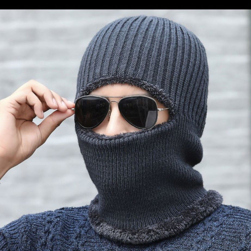 Hat Men's Winter One-piece Knitted Hat Pullover Mask Integrated