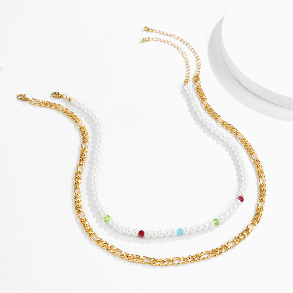 Men's Pearl Metal chain Necklace