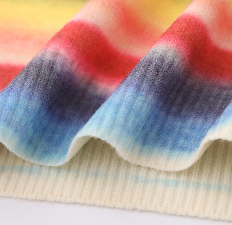 American Fashion Brand Contrast Color Striped Soft Rainbow Sweater For Men