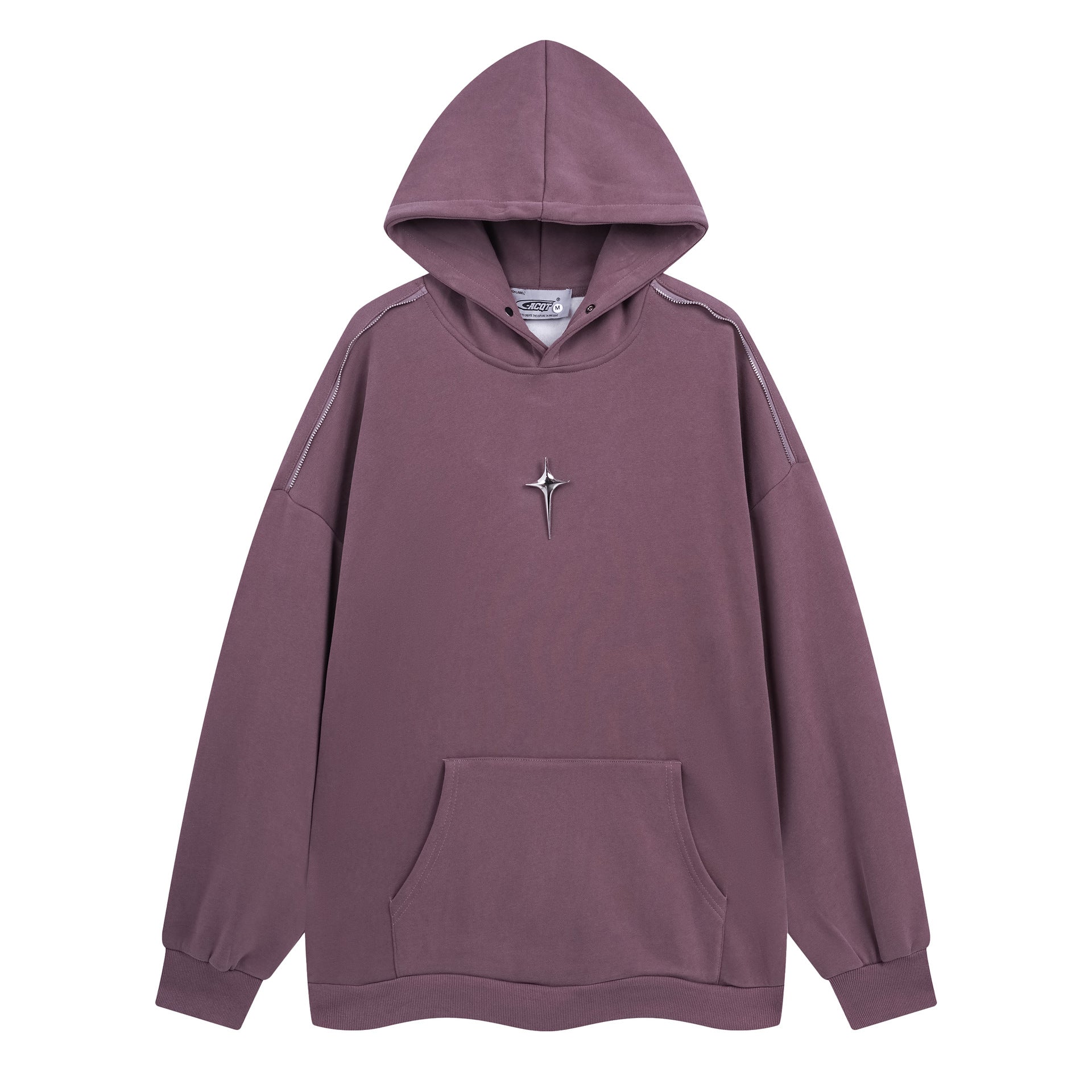 Autumn And Winter Metal Design Four Awn Star Plus Velvet Thickened Hooded Sweatshirt