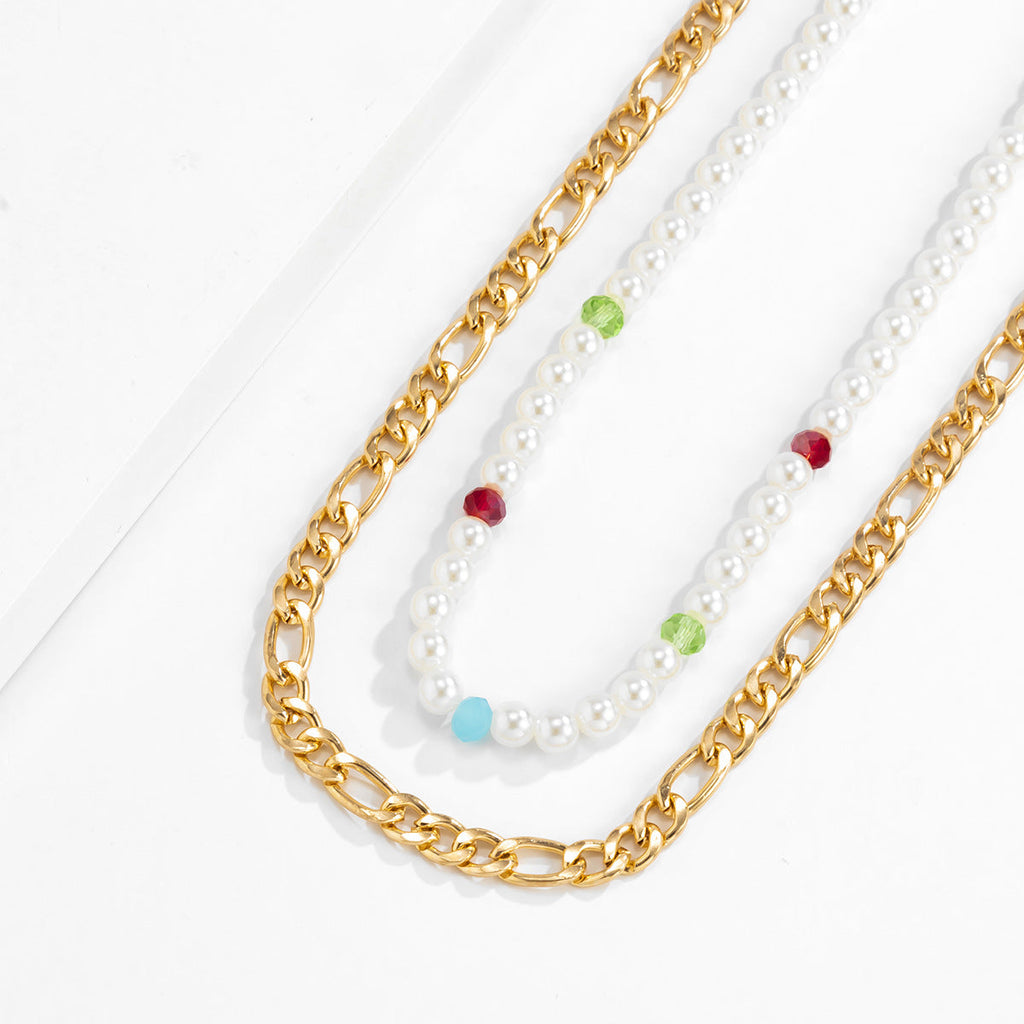 Men's Pearl Metal chain Necklace