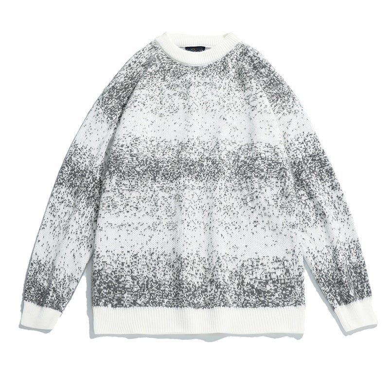 Gradient Noise Pattern Loose Crew Neck Sweater