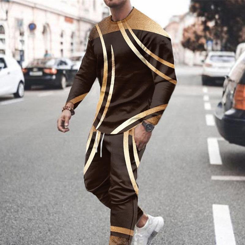 3d Digital Printing Crew Neck Sweater Sports Trousers Suit