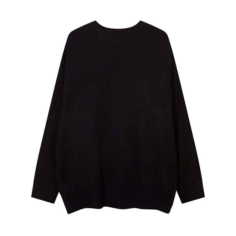 Men's High Street Niche Design Two-way Zipper Patchwork Round Neck Sweater