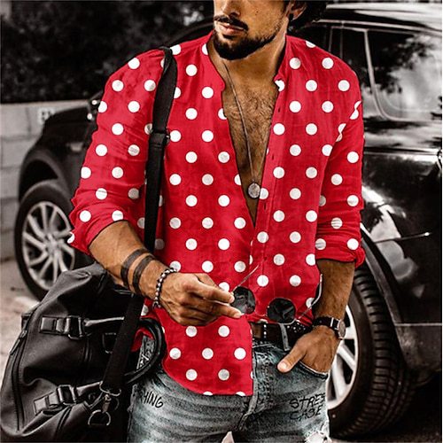 3D Polka-dot Loose-fitting Long Sleeve Printed Shirt