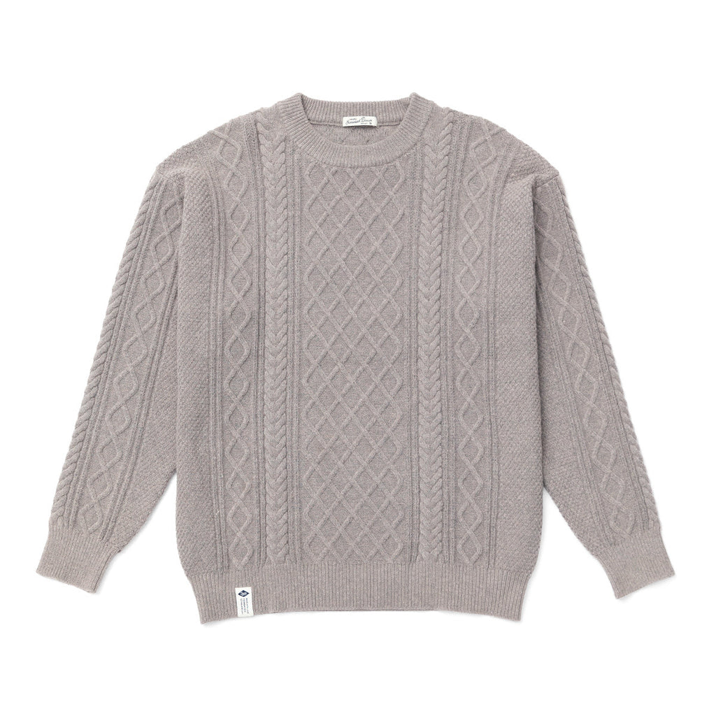 Winter Acrylic Cotton Blend Crew Neck 3D Diamond Cable Sweater