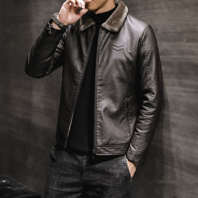 New Men's Thick And Fleece Fur Hooded Jacket