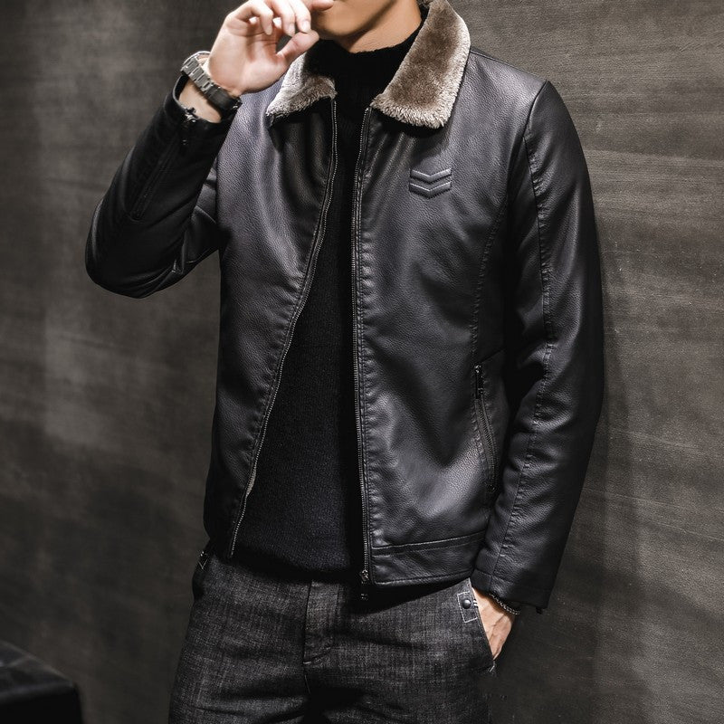 New Men's Thick And Fleece Fur Hooded Jacket