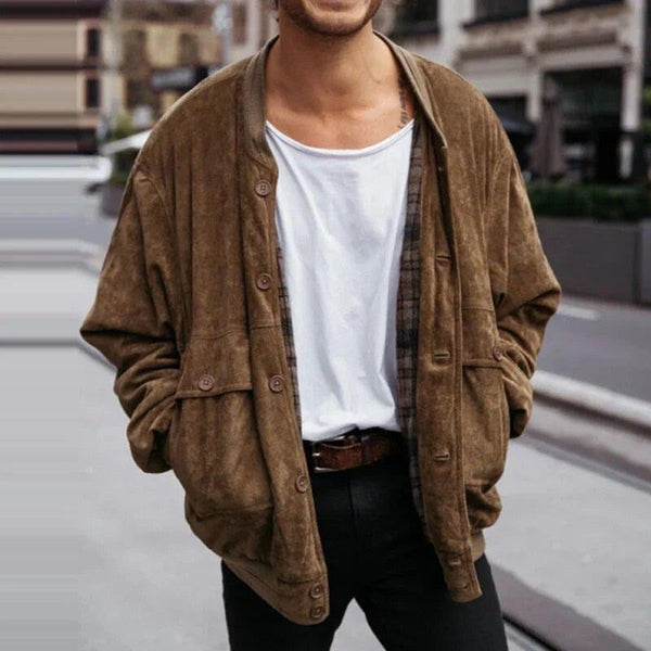 Maillard Suede Solid Color Casual Men's Jackets