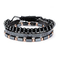 Black Iron Stone Flying Saucer Woven Three set of Bracelet