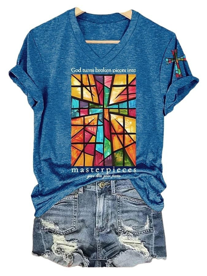 3D Digital Printing Women's V-neck T-shirt