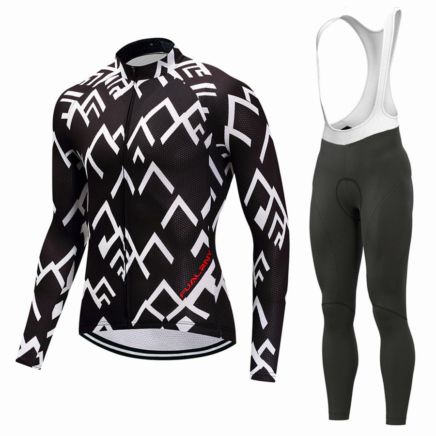 Autumn And Winter Cycling Clothes Men's Long-sleeved Fleece Suspenders Trousers