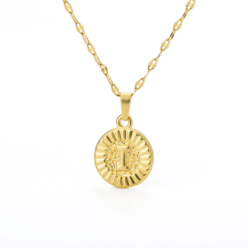 English Alphabet Disc Necklace Men and women