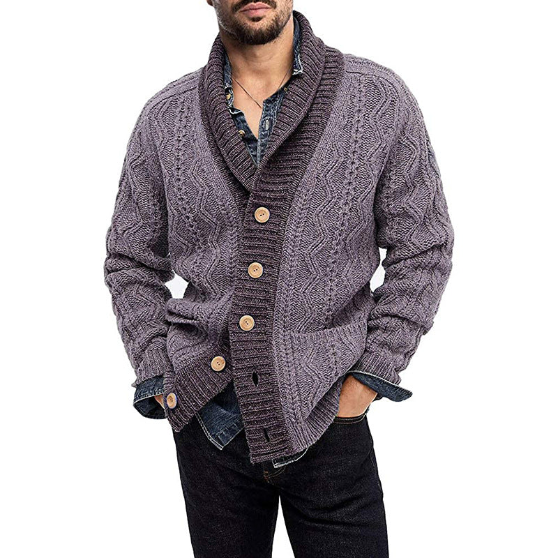 Lapel Knit European And American Sweater Men