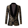 Men's Jacquard Suit Black Flannel Collar blazer