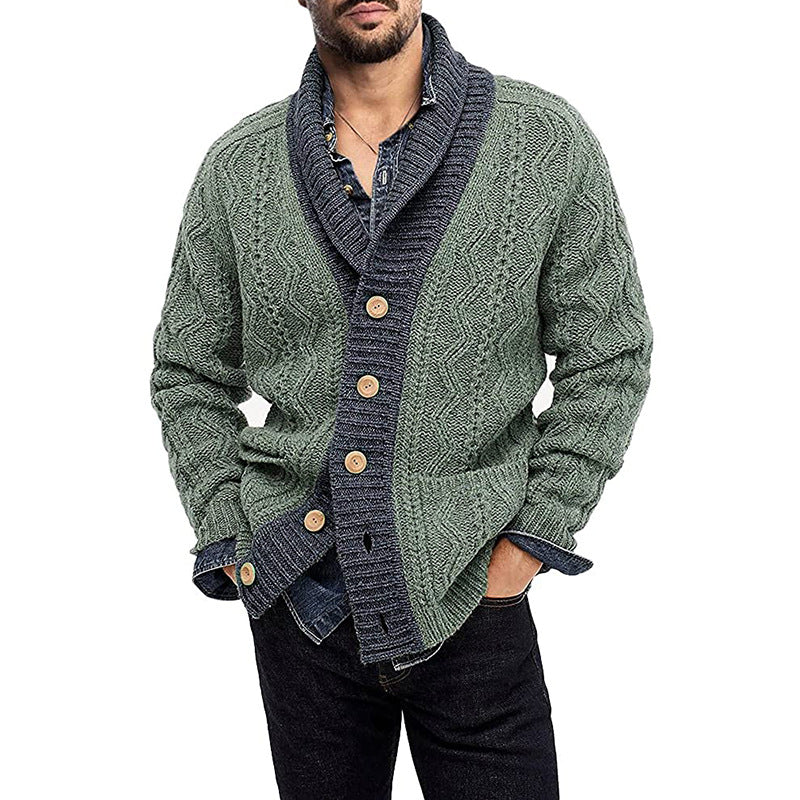 Lapel Knit European And American Sweater Men