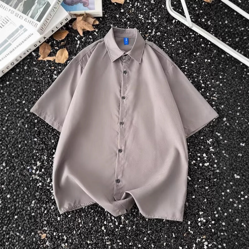 Summer Thin Section Traceless Half-sleeve Shirt Men's Korean Style