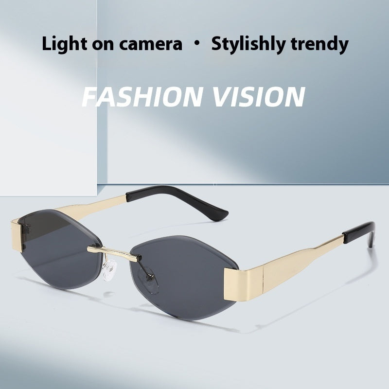 Polygon Rimless Elegant Sun-resistant Sunglasses